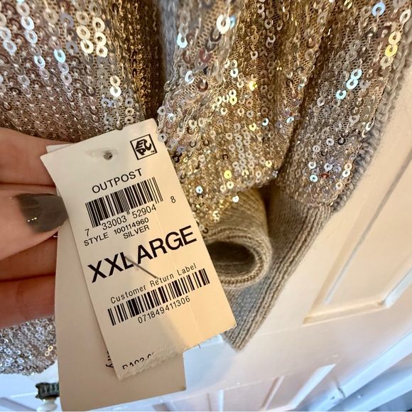 I.N.C. Silver Sequin Sweater Hoodie NWT - Picture 3 of 7